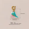Ciondolo uccellino in acciaio inossidabile e smalto, misure 16,8 mm x 17,6 mm per fai da te - Uccello Blu