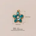 Eleganter blauer Emaille-Blumenanhänger aus Edelstahl mit einer 18 Karat Vergoldung - Nr.90 Grüne Blume