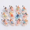 Detail view of twelve colorful dopamine-style girl pendants for DIY necklace jewelry making - Black Hair Girl (Pendant Only)