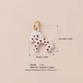 Detail of white enamel pony charm with red hearts showing 14mm size and material specs - White Heart Horse Pendant