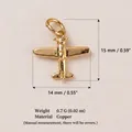 Spécifications détaillées de taille et de poids pour ce pendentif avion doré - Pendentif Avion