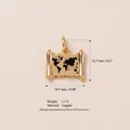 Pendentif parchemin carte du monde doré avec mesures, poids de 1,7g et détails en cuivre. - Pendentif Carte du Monde