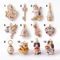 Set mit 12 süßen Tier-Emaille-Anhängern für DIY-Schmuckherstellung - Nur Anhänger / Katzenanhänger (Stil 1)