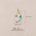 Detailed macro view of a colorful animal-themed enamel pendant with size specifications - Pendant Only (Without Chain) (4.Dolphin Pendant) / 19.1x10.5mm / White