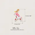 Detailed macro view of white unicorn pendant with dimensions and copper material specs - Unicorn (No.6)