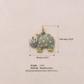 Detail view of gray stainless steel rhino charm showing precise dimensions and material info - Pendant Only (Without Chain) (9.Rhino Pendant) / 18x14.6mm / Gray