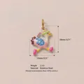 Macro view of cartoon duck enamel pendant with measurements and material details - Pendant Only (Without Chain) (2.Duck Pendant) / 18x13mm / Colorful