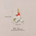 Animal series stainless steel white bear pendant with red polka-dot scarf and green basket - Pendant Only (Without Chain) (12.Bear Pendant) / 20.3x18mm / Gray