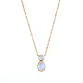 Close-up of a minimalist gold gourd necklace with dual moonstone bezel-set pendants. - June Blue Moonstone (Gold)