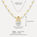 Eleganter Zirkonia-Anhänger an weißer Kordelkette für Damen, Länge 40+5 cm verstellbar - Weiß