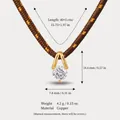 Elegante, doppelt geflochtene Halskette in Braun und Orange mit kleinem Zirkonia-Anhänger - Schwarz