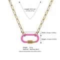 Collier chaîne trombone en acier inoxydable doré avec pendentif mousqueton en émail rose - Collier Pendentif Mousqueton (N° 1 Rose) / Rose