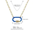 Collier doré en acier inoxydable avec pendentif mousqueton bleu et mesures précises - No 3 Chaîne Mousqueton Bleue