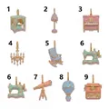 Collection de breloques en émail coloré en forme de meubles miniatures et d'objets - Maison Bleu-Vert (Style 1)