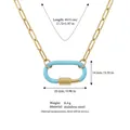 Collier chaîne trombone doré en acier inoxydable avec pendentif mousqueton émail bleu - No 6 Chaîne Mousqueton Bleu Ciel