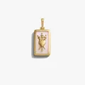 Pendentif cœur trois épées en plaqué or 18K avec incrustation de nacre blanche - Pendentif Cœur Carré