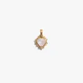 Élégant pendentif cœur en plaqué or 18 carats avec pierre de lune et bord à pointes. - Pendentif Cœur Blanc Transparent