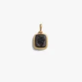 Pendentif en or vintage avec incrustation noire et motif de cœur anatomique gravé. - Pendentif Carré Noir