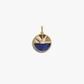 Pendentif rond en or avec rayons de soleil en nacre et incrustation de lapis-lazuli bleu - Pendentif Lever du Soleil