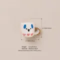 Cute ceramic style cup pendant DIY accessory with dog and heart print in stainless steel - No. 2 Puppy Cup Pendant