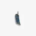 Pendentif aile d'ange en labradorite bleue irisée avec bélière argentée pour collier DIY - Pendentif Plume Bleue