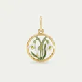Elegant stainless steel snowdrop flower pendant with gold plating and enamel finish - January Birth Flower Snowdrop Pendant Only (Without Chain)