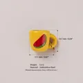 Mini yellow cup pendant with watermelon print, durable 316 stainless steel charm for DIY - No. 6 Watermelon Cup Pendant