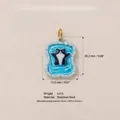 Detailansicht des Katzen-Ski-Anhängers mit Größenangaben und Materialdaten - Schwimmende Katze (Nr. 3) / Mehrfarbig Blau