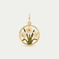 Twelve-month flower pendant in gold stainless steel with pink enamel blooms - April Birth Flower Sweet Pea Pendant Only (Without Chain)
