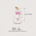 Detailed hand-painted pink pig pendant wearing white ballet tutu in gold-plated copper - Dancing Piglet
