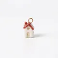 Adorabile ciondolo a forma di casa in ceramica con tetto rosso e anello dorato fai da te - Ciondolo A Forma Di Casa N. 28