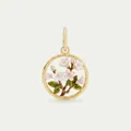 Gold-plated stainless steel pendant featuring white and pink enamel cherry blossoms - May Birth Flower Lily of the Valley Pendant Only (Without Chain)