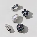 Premium enamel floral and teardrop pearl shoe charms set for sandals and flip-flop decoration - 4 Silver Ornament Pendant