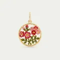 Exquisite stainless steel December flower pendant with colorful enamel floral design - June Birth Flower Rose Pendant Only (Without Chain)