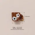 Cute brown cup shaped pendant with flower print, stainless steel DIY jewelry accessory charm - No. 10 Brown Cup Pendant