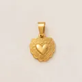 Detailed macro view of a golden stainless steel heart pendant with intricate embossed patterns - Vintage Heart Pendant (20)