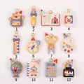 Lot de 12 breloques mignonnes style fournitures scolaires avec sac et crayon - Style Cartable / Pendentif Sac d'école-Or