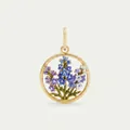 December birth flower pendant in gold stainless steel with purple enamel - July Birth Flower Larkspur Pendant Only (Without Chain)