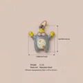 Detail showing 16x17mm dimensions and weight of a cartoon monster enamel pendant charm - Insect Pendant Only (Without Chain) / 16x17mm / Grey/Yellow