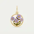 Exquisite purple daisy flower pendant in gold finish stainless steel for jewelry making - September Birth Flower Aster Pendant Only (Without Chain)