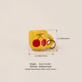 Adorable yellow cup charm with cherry pattern for DIY stainless steel jewelry making - No. 14 Yellow Cup Cherry Pendant