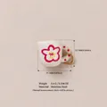 Detailed mini cup charm with flower print and dimensions in stainless steel - No. 15 Red Flower Cup Pendant
