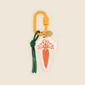 Hand-painted minimalist carrot keychain with green cord and orange carabiner for bags - Carrot Style (XCBS261906S) / Carrot Pendant