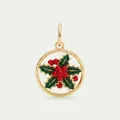 Elegant gold-plated stainless steel December holly flower pendant with red berry detail - December Birth Flower Holly Pendant Only (Without Chain)