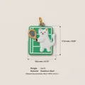 Stainless steel white cat tennis charm pendant with vacuum 18K gold plated loop - Pendant Only (Without Chain) Style 6 Tennis Cat