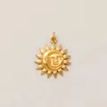 Close-up detail showing the intricate celestial sun and moon face pendant in a gold finish - Sun and Moon Face Pendant (20mm)
