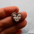 Personalized heart-shaped stainless steel pendant featuring 'are you crazy?' script print - Letter Print Pendant / White Heart Gold Pink Wrap (are you crazy?)