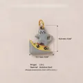 Cute stainless steel gray cat skiing pendant charm with vacuum 18K gold plating - Pendant Only (Without Chain) Style 10 Skateboarding Cat