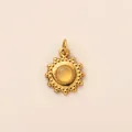 Detailed view of a gold-plated stainless steel sunburst pendant with a yellow stone center. - Vintage Beaded Edge Sun Face Pendant