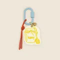 Hand-painted minimalist honey jar keychain charm with blue carabiner and red cord - Honey Jar Style (XCBS261906S) / Honey Jar Pendant